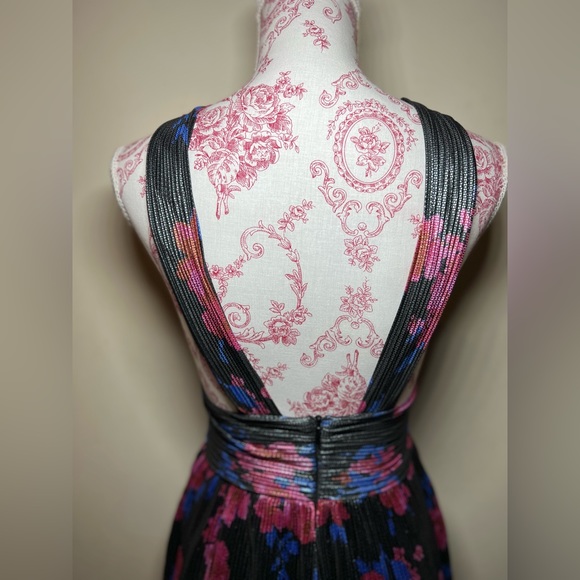 Bershka Metallic Black Festive Floral Print Zip Up Romper S - Picture 5 of 8